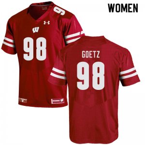 Women's Wisconsin Badgers NCAA #98 C.J. Goetz Red Authentic Under Armour Stitched College Football Jersey CE31U55XV